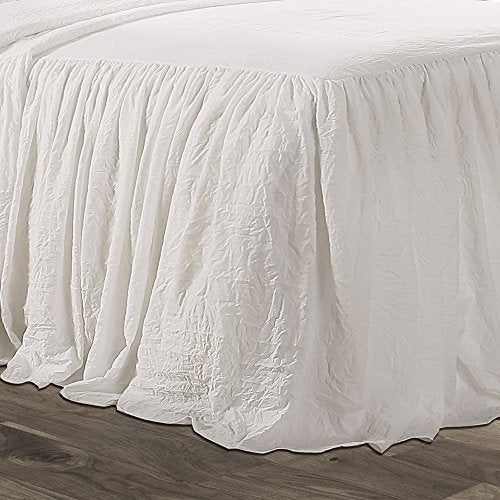 Ruffle Skirt Bedspread Set - 3 Piece Luxurious Farmhouse Bedding Set - Elegant, Charming Ruffle Detail - Timeless Style & Classic Design - Soft and Lightweight - Queen, White