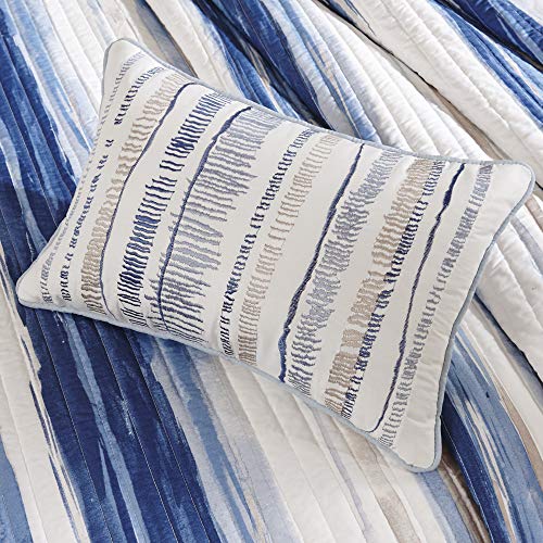 Quilt Set Cottage Coastal Design, 6 Piece Set - All Season, Coverlet Bedspread Lightweight Bedding Layer, Shams, Toss Pillows, Full/Queen(90"x90"), Blue/White